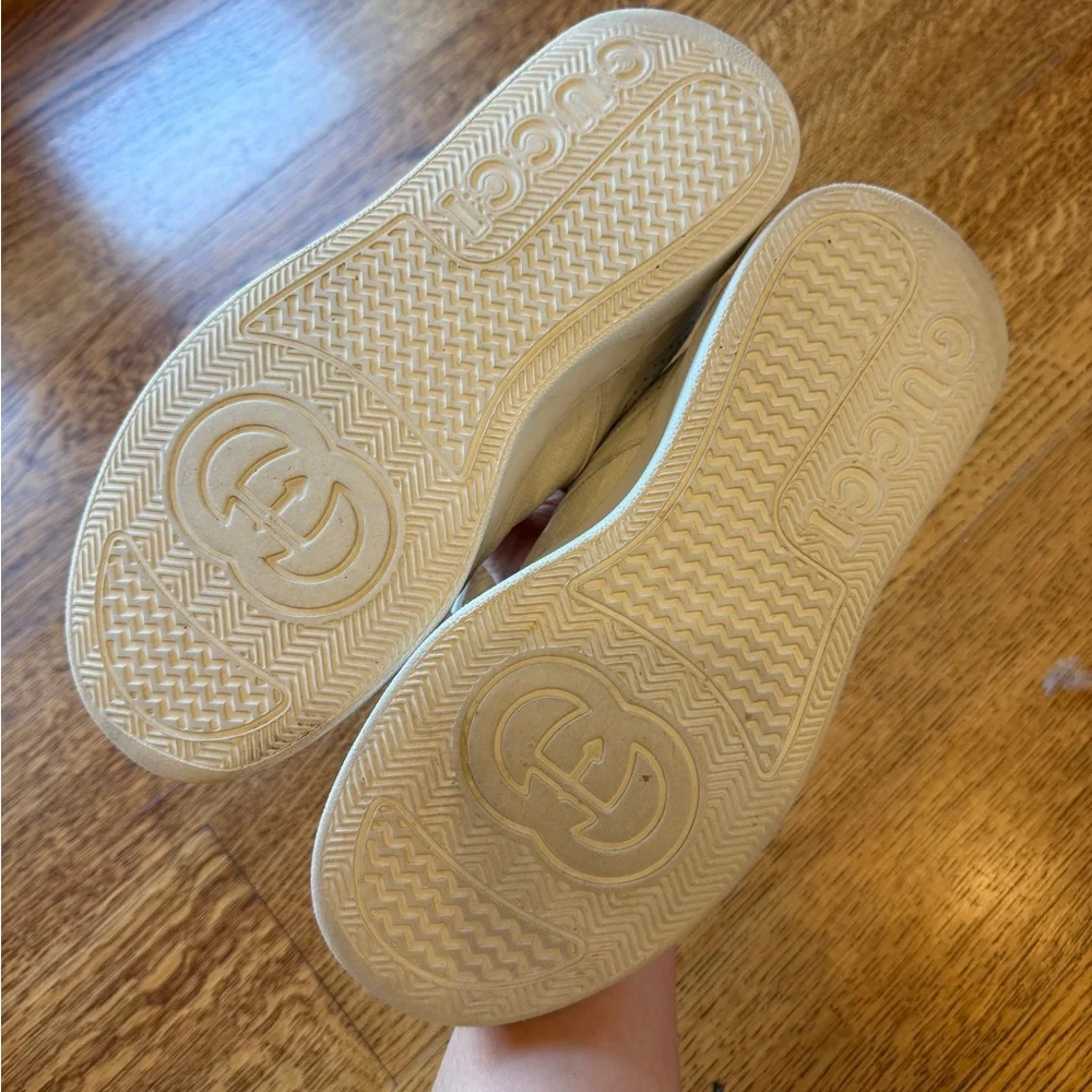 Gucci Cream Leather Platform Sneakers - Picture 4 of 4